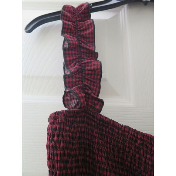 Emory Park IMC2608R Women's Sz S Check-Red Ruched Top Jumpsuit - Picture 3 of 11